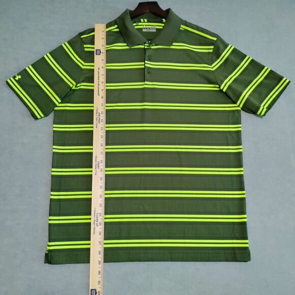 Under Armour Mens Polo Size Large Heat Gear Loose Green Striped Golf Casual NWOT - Picture 9 of 12